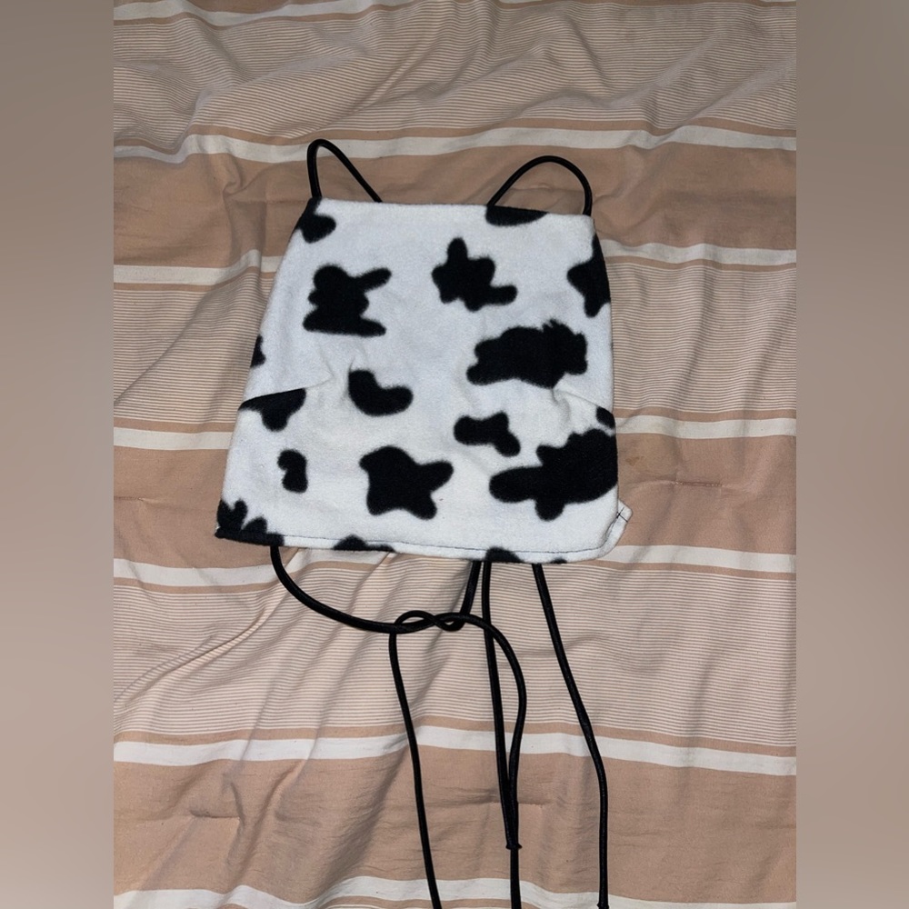 cow print open back crop top